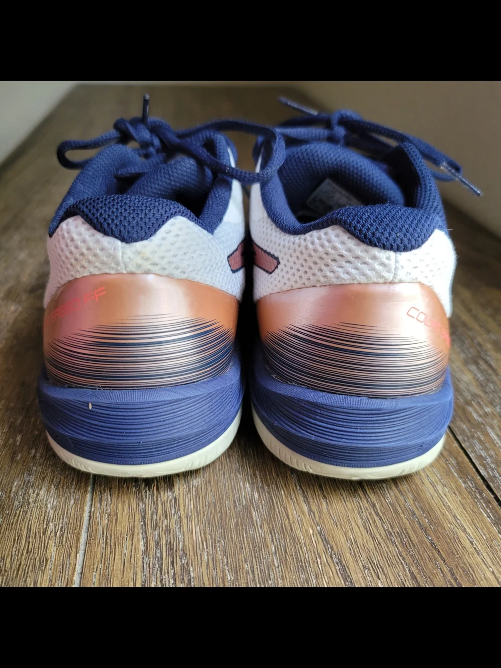 ASICS Women's White & Navy Athletic Sneakers with Pink Accents